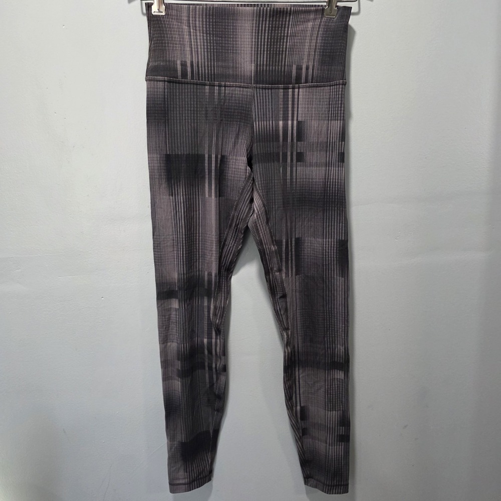 Lululemon Leggings Size 8 Gray Plaid Print Womens Align HR